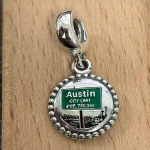 Pandora Austin City Limits Vintage Austin Texas Sign Pop Charm, S925 Silver